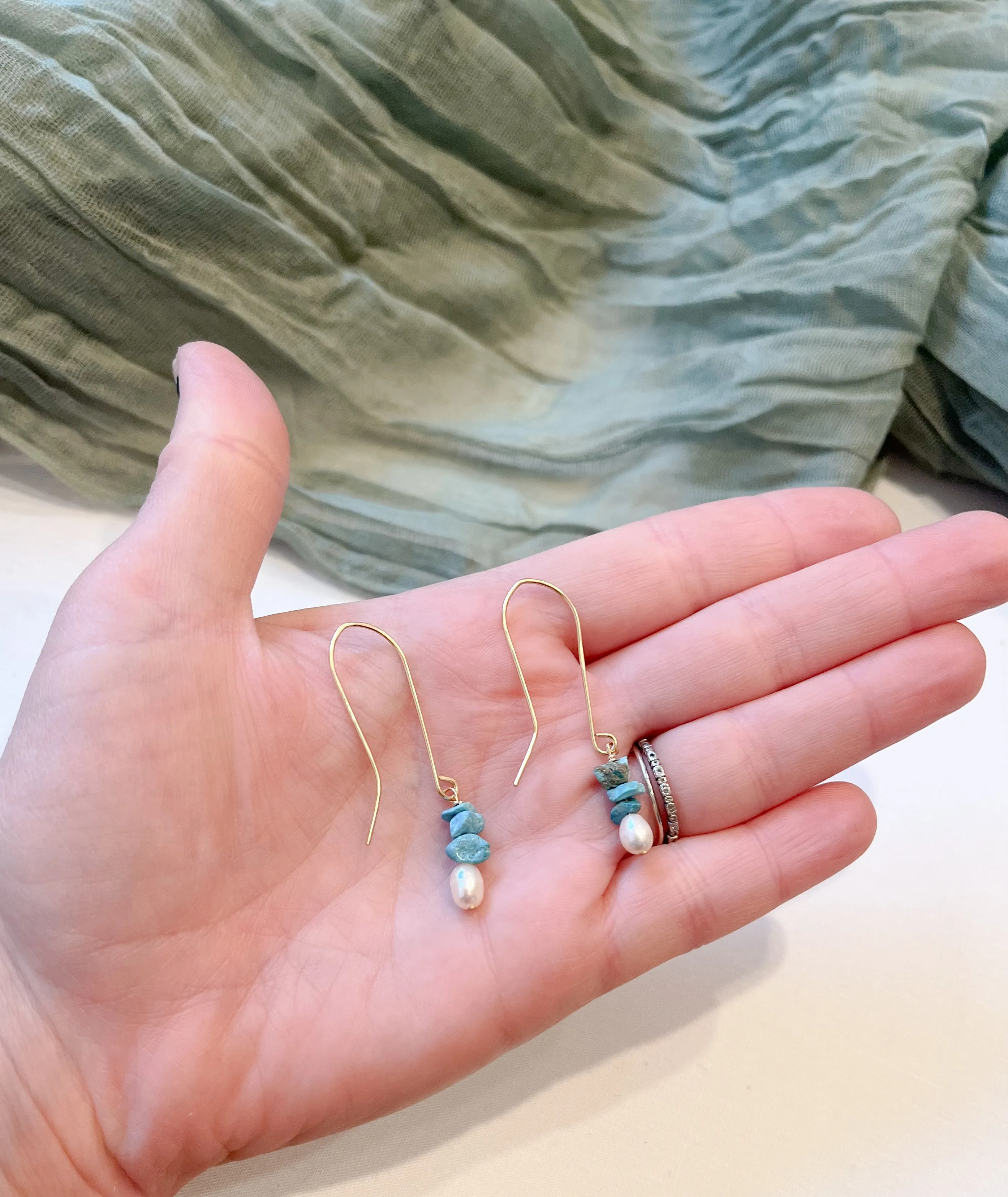 Matilda Turquoise and Pearl Drop Earrings
