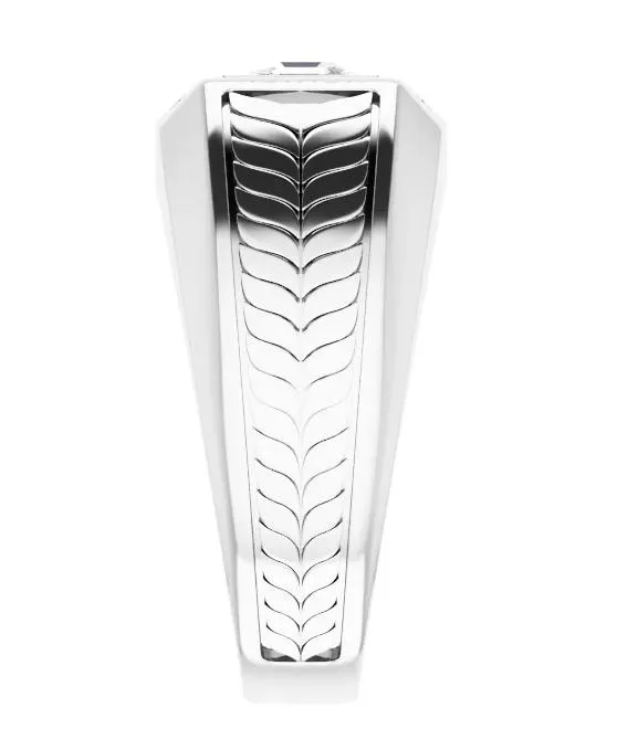 Matthew Asscher Moissanite 4 Prong Diamond Channel Heavy Men's Ring
