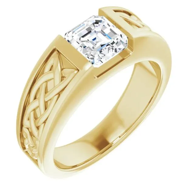 Matthew Asscher Moissanite Scroll Design Thick Ring