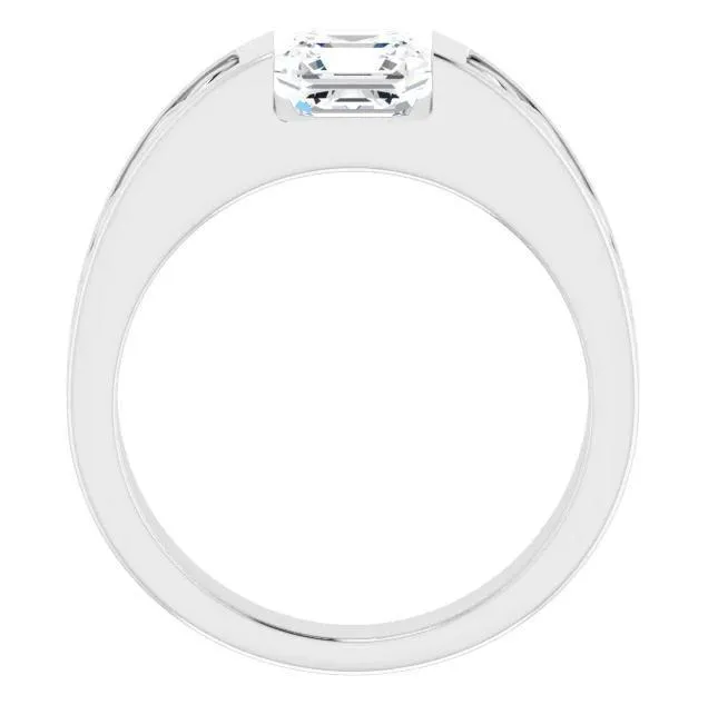 Matthew Asscher Moissanite Scroll Design Thick Ring