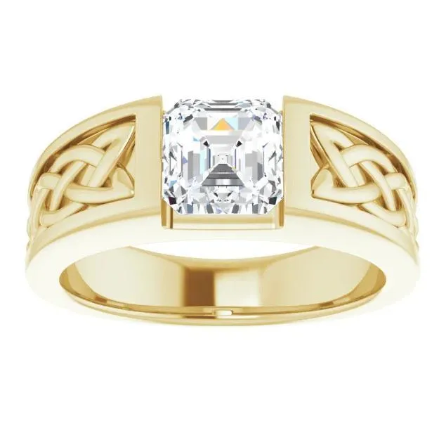 Matthew Asscher Moissanite Scroll Design Thick Ring