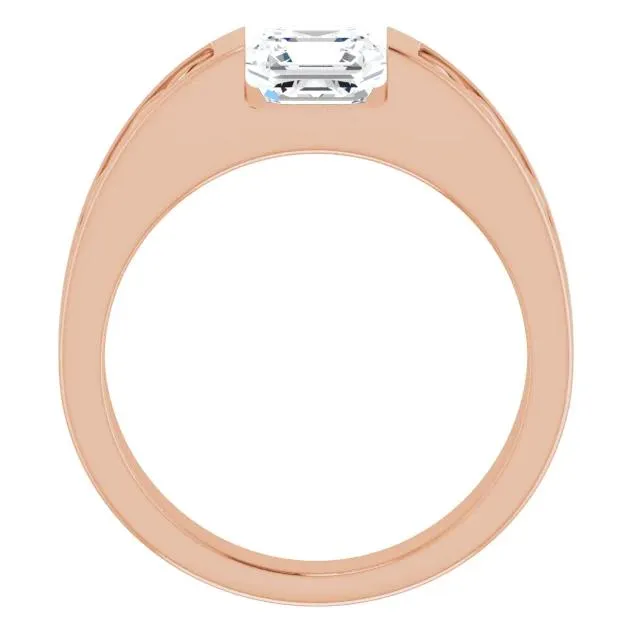 Matthew Asscher Moissanite Scroll Design Thick Ring