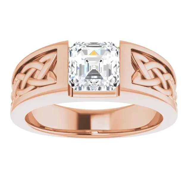 Matthew Asscher Moissanite Scroll Design Thick Ring