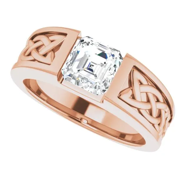 Matthew Asscher Moissanite Scroll Design Thick Ring