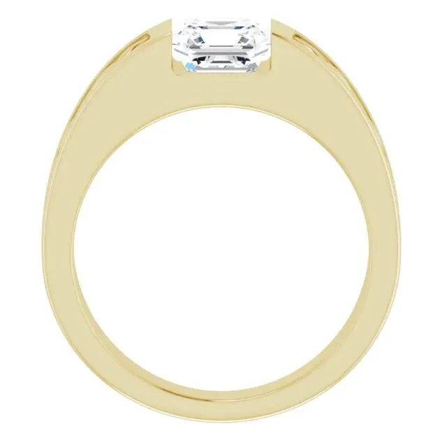 Matthew Asscher Moissanite Scroll Design Thick Ring
