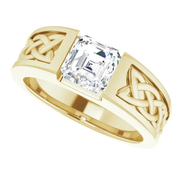 Matthew Asscher Moissanite Scroll Design Thick Ring