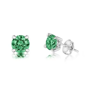 May Crystal White Gold Palladium Plating Hypoallergenic Kids Stud Earrings Surgical Titanium Posts