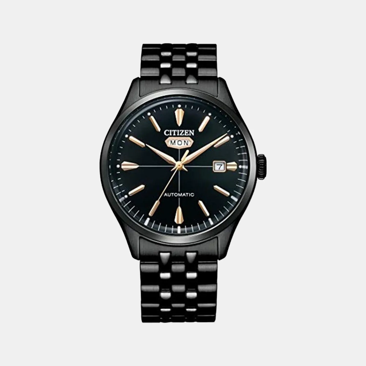 Men's Black Analog Stainless Steel Automatic Watch NH8395-77E