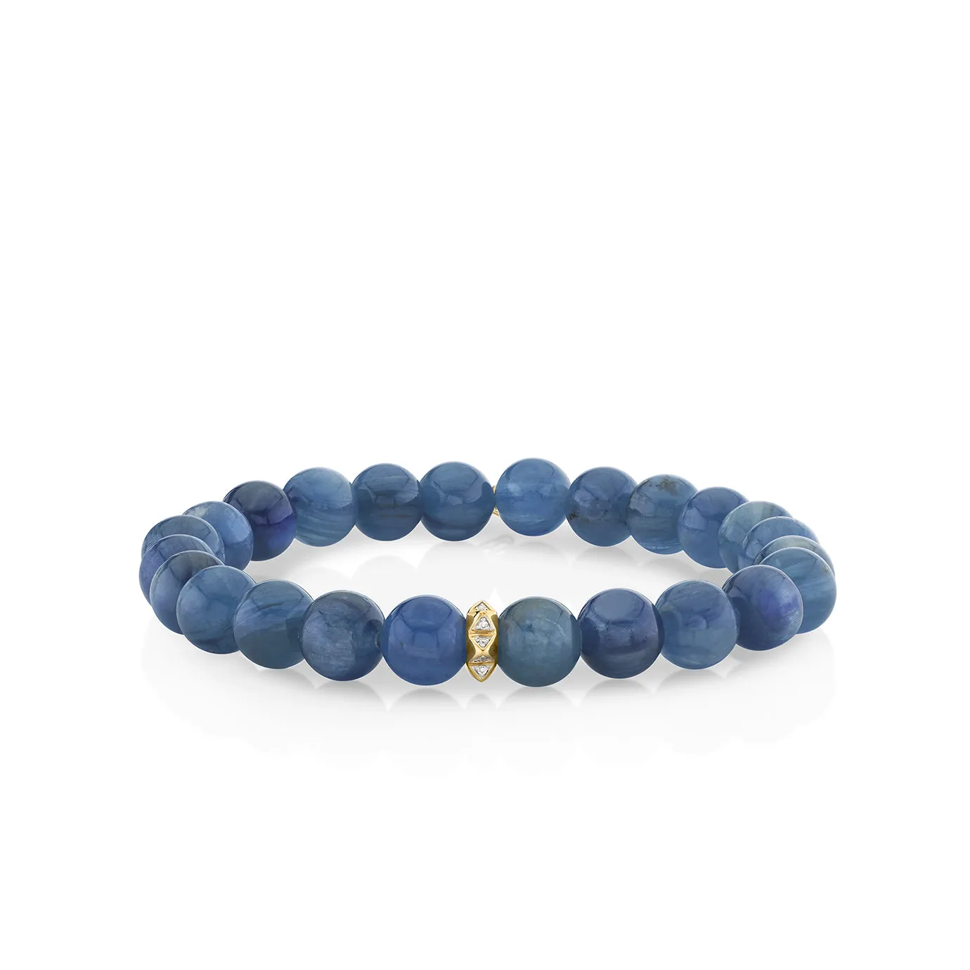 Men's Collection Gold & Diamond Pyramid Rondelle on Kyanite