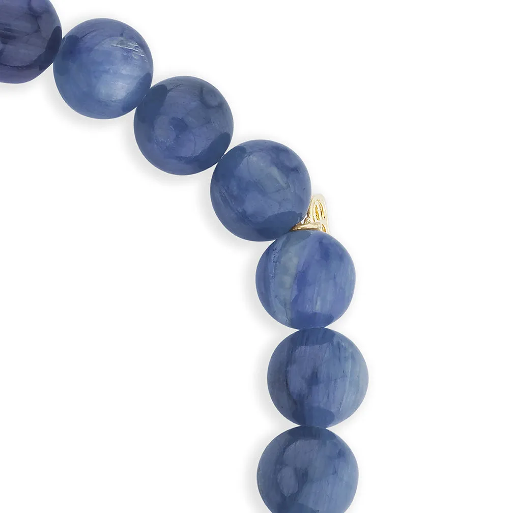 Men's Collection Gold & Diamond Pyramid Rondelle on Kyanite