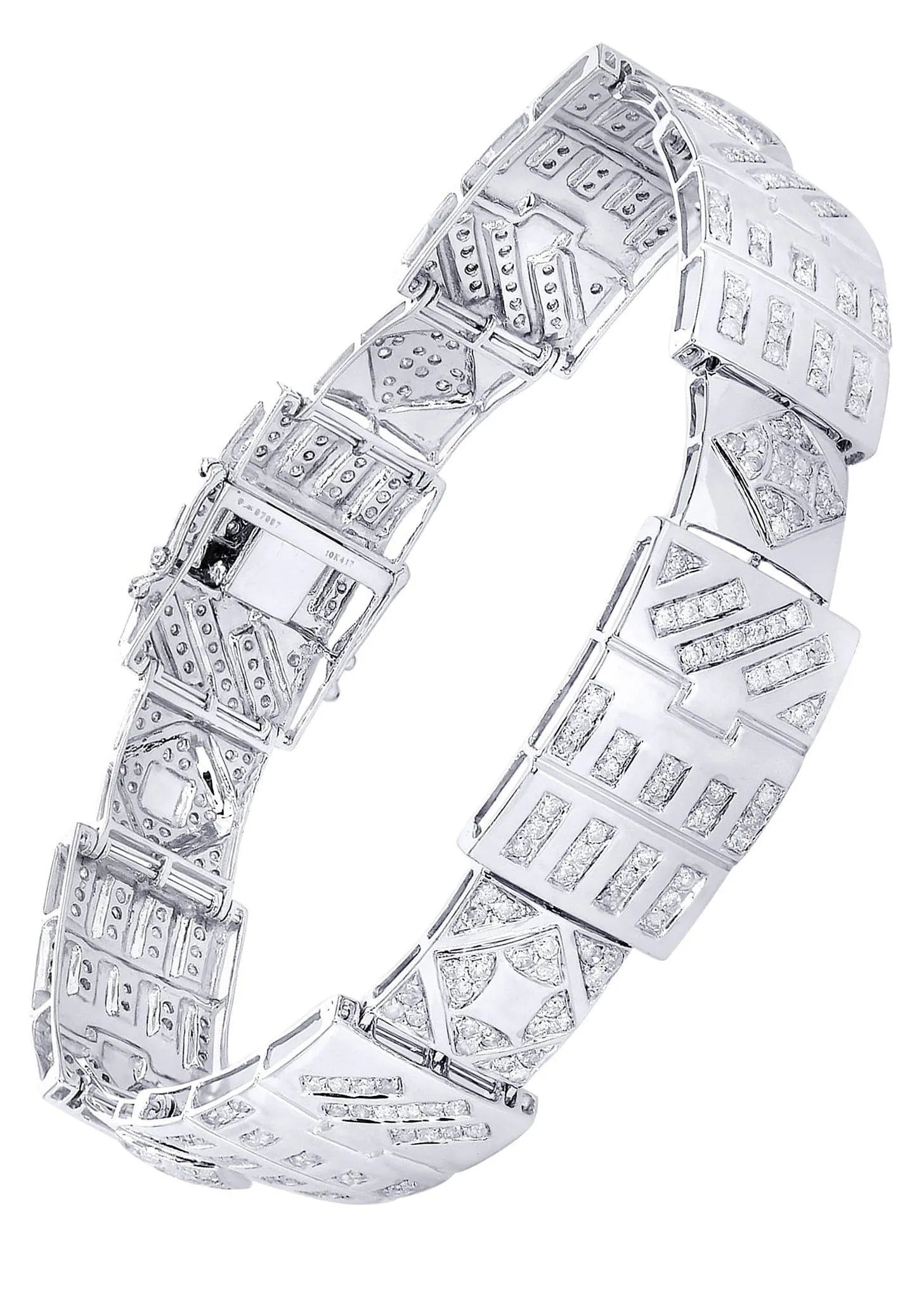Mens Diamond Bracelet White Gold| 4.28 Carats| 32.37 Grams