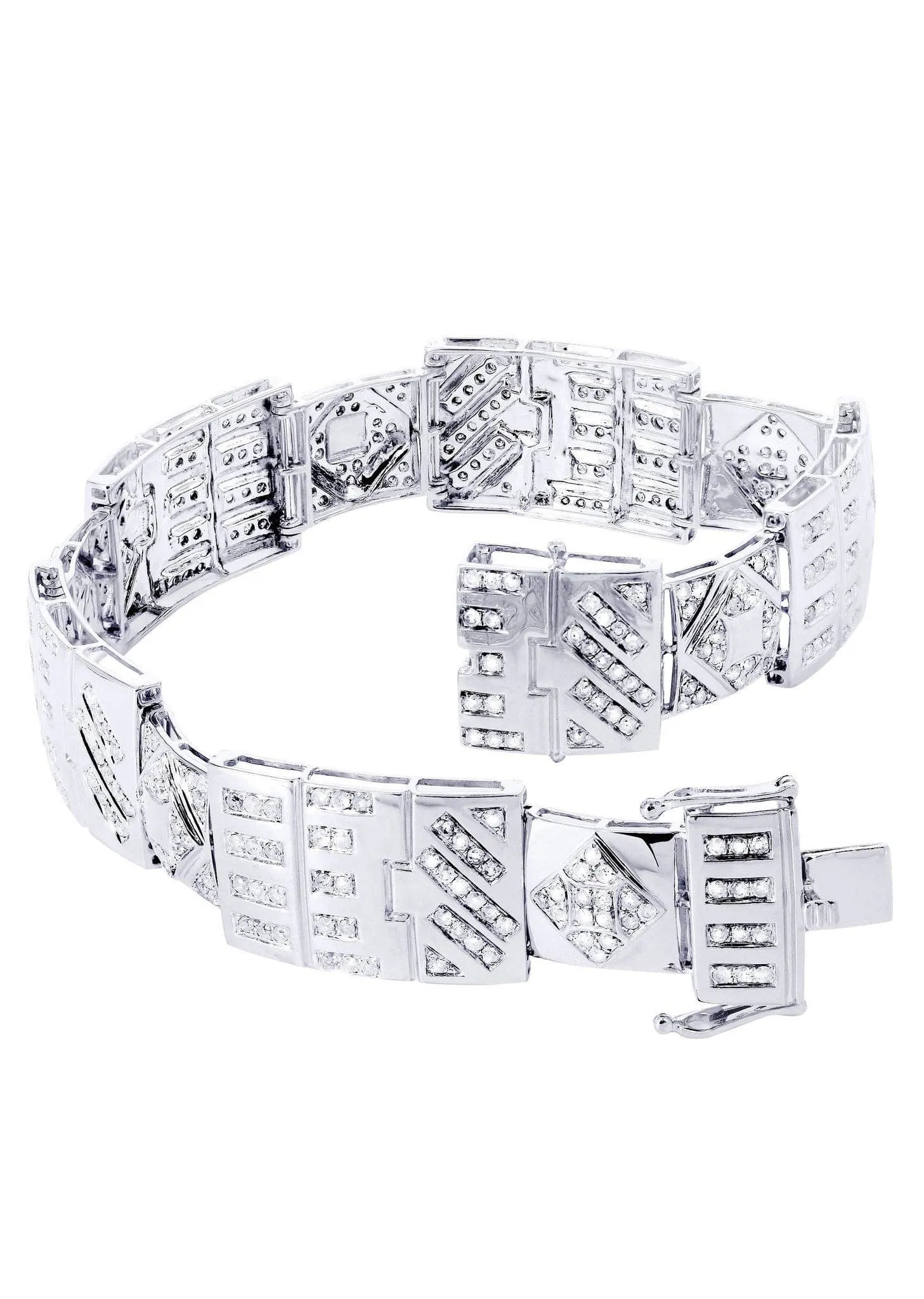 Mens Diamond Bracelet White Gold| 4.28 Carats| 32.37 Grams