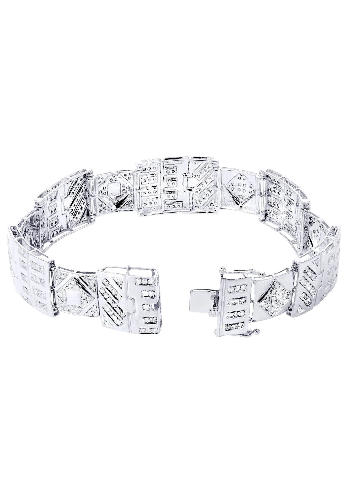Mens Diamond Bracelet White Gold| 4.28 Carats| 32.37 Grams