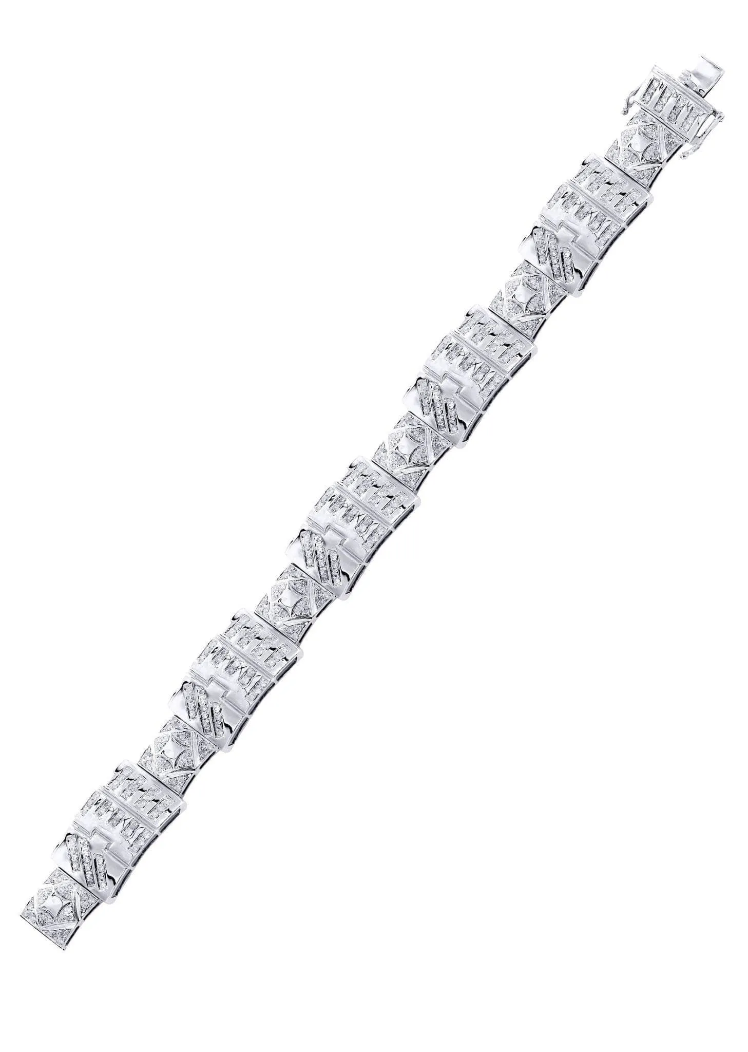 Mens Diamond Bracelet White Gold| 4.28 Carats| 32.37 Grams