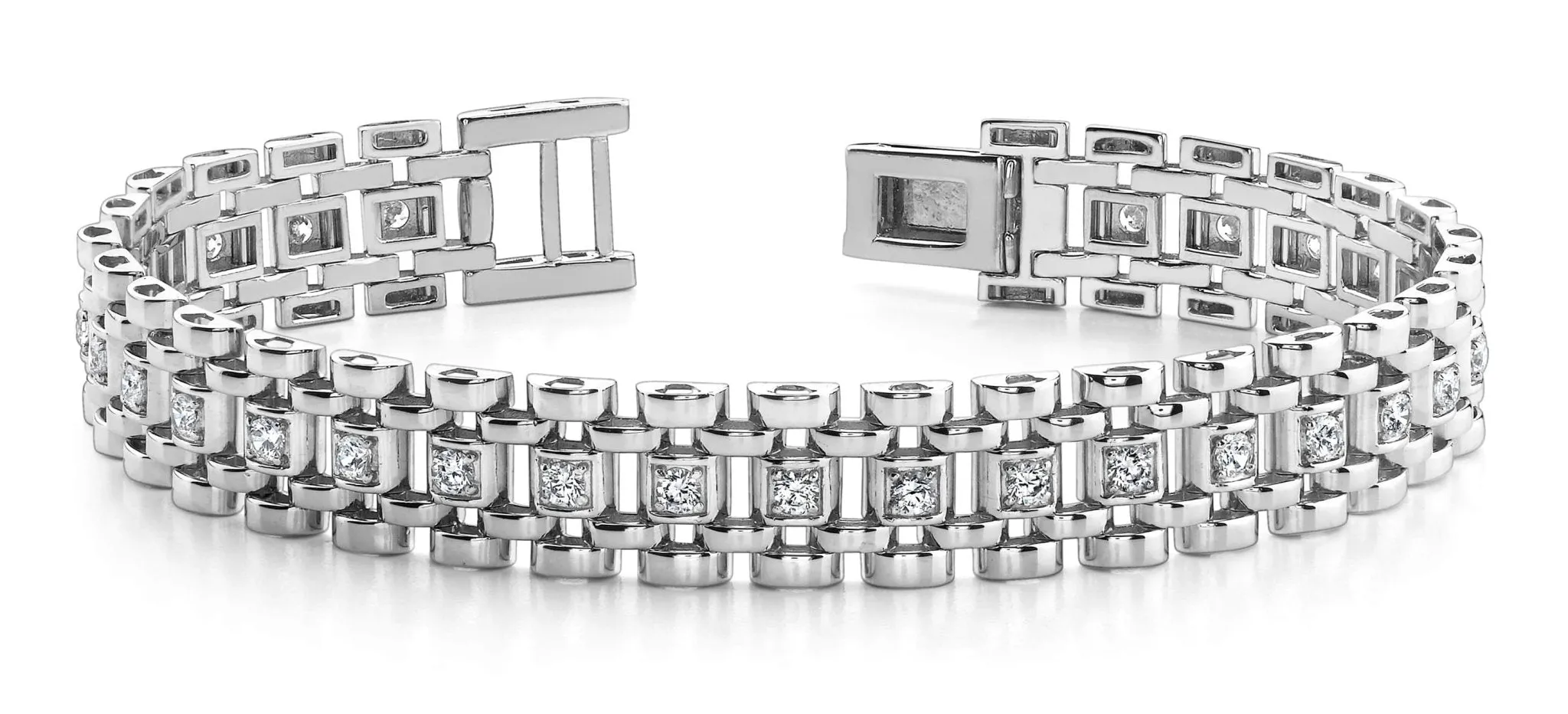Mens Diamond Link Diamond Bracelet with 1.02 ct.(finished) 2.0mm