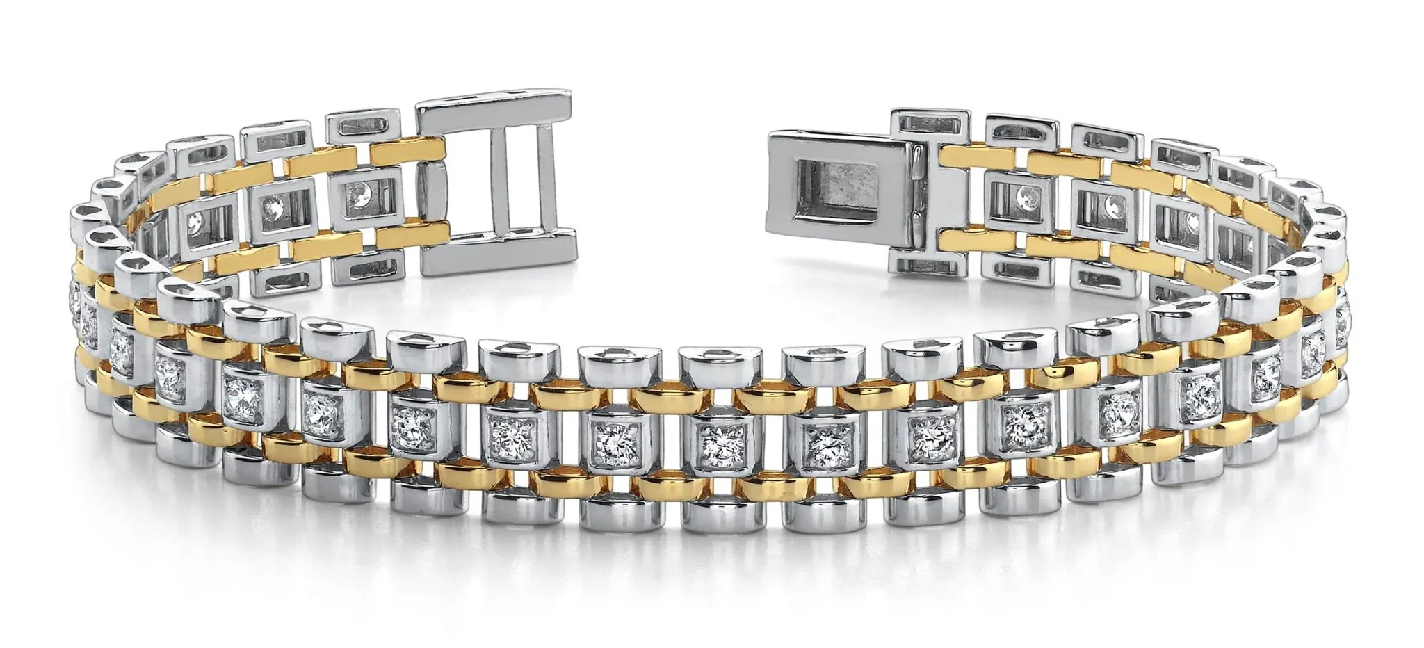 Mens Diamond Link Diamond Bracelet with 1.02 ct.(finished) 2.0mm