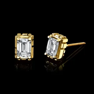 Metal Noir Signature Collection Emerald Cut Diamond Stud Earrings