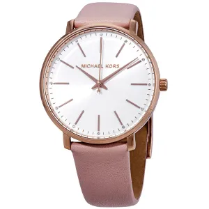 Michael Kors Pyper White Dial Pink Leather Ladies Watch MK2741