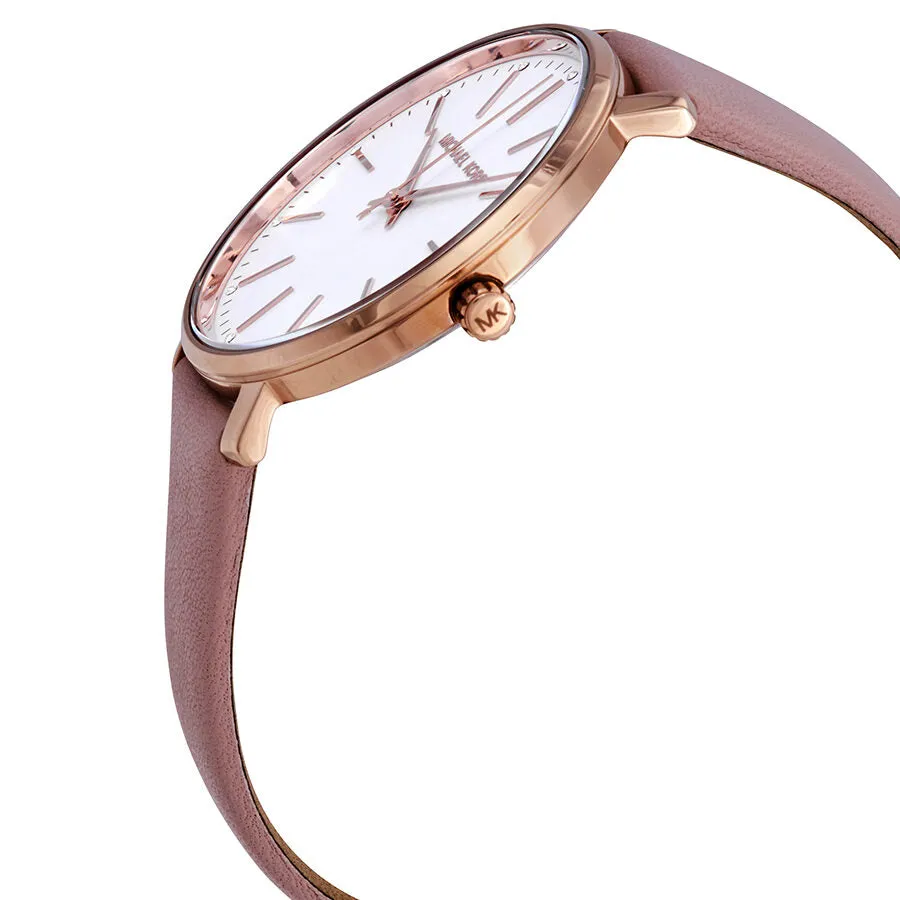 Michael Kors Pyper White Dial Pink Leather Ladies Watch MK2741