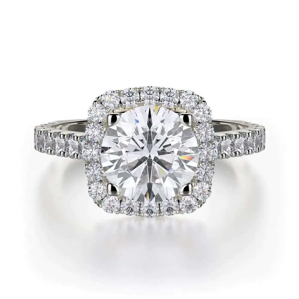 Michael M Monaco Cushion Halo Diamond Engagement Ring R614-2