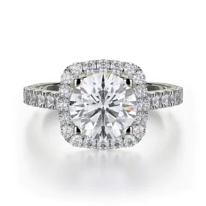 Michael M Monaco Cushion Halo Diamond Engagement Ring R614-2