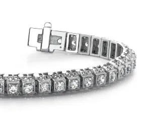 Milgrain Square Link Diamond Bracelet with 4.20 ct.(finished) 3mm