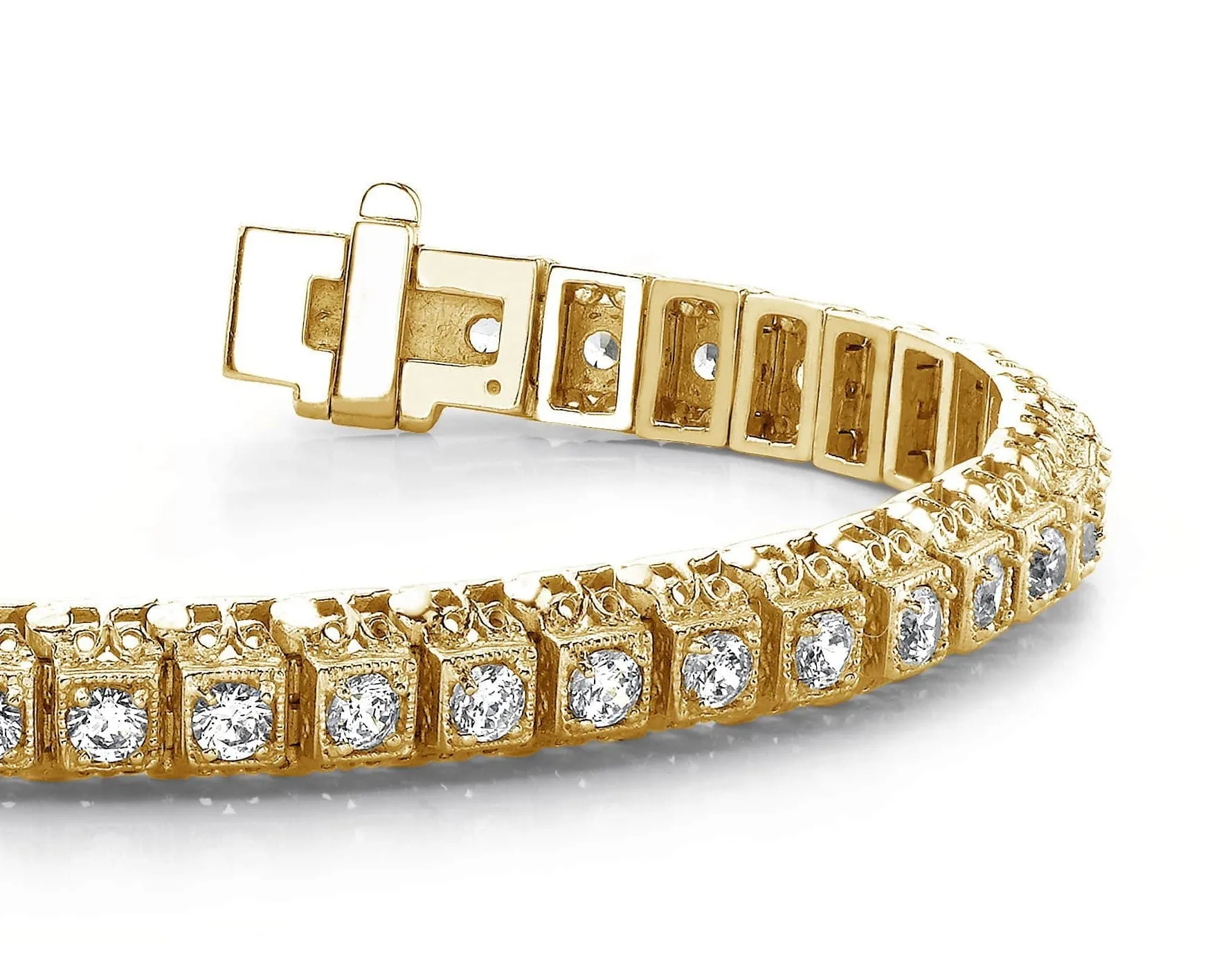 Milgrain Square Link Diamond Bracelet with 4.20 ct.(finished) 3mm