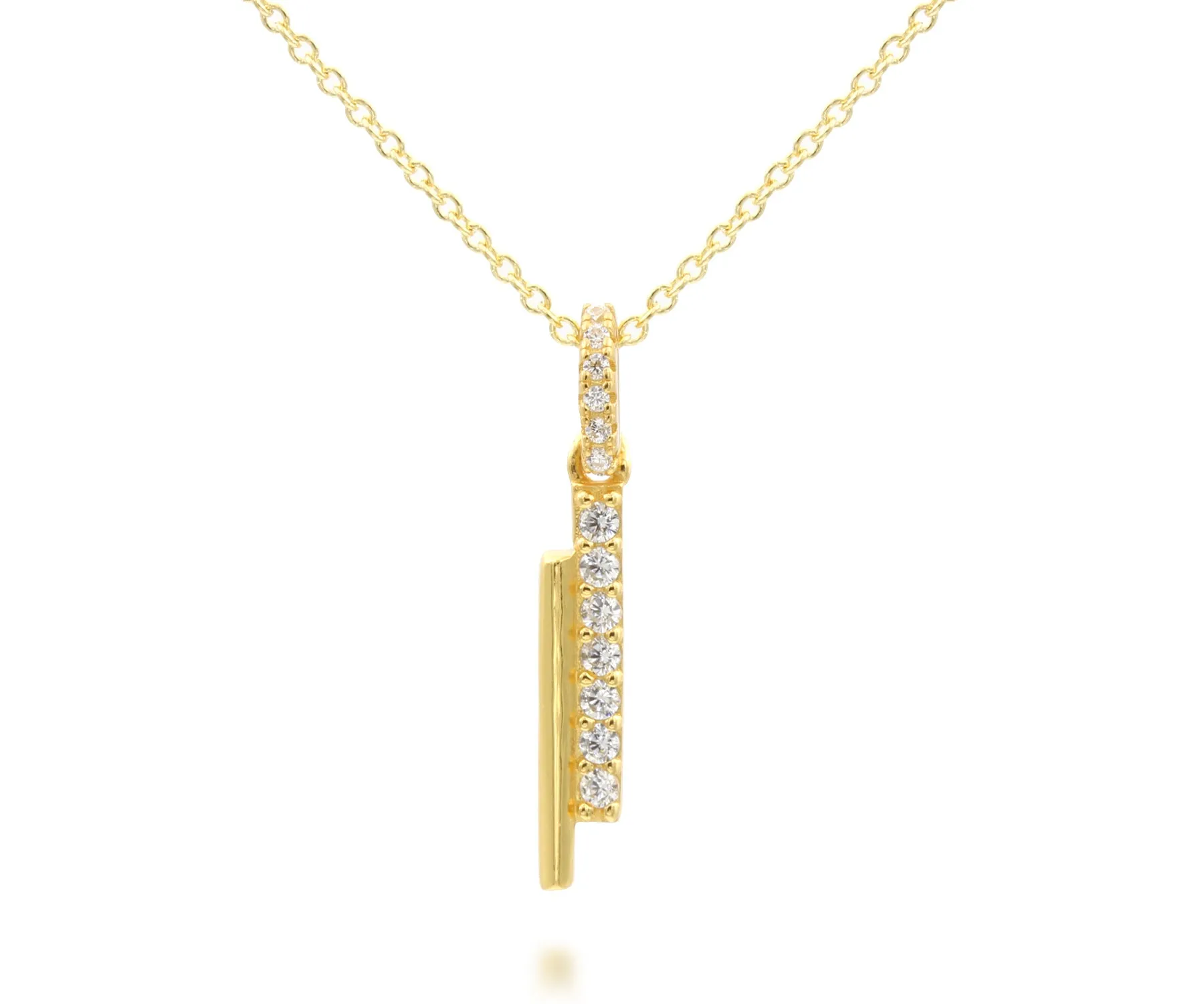 Mini Bar Pavé Crystal Gold Necklace