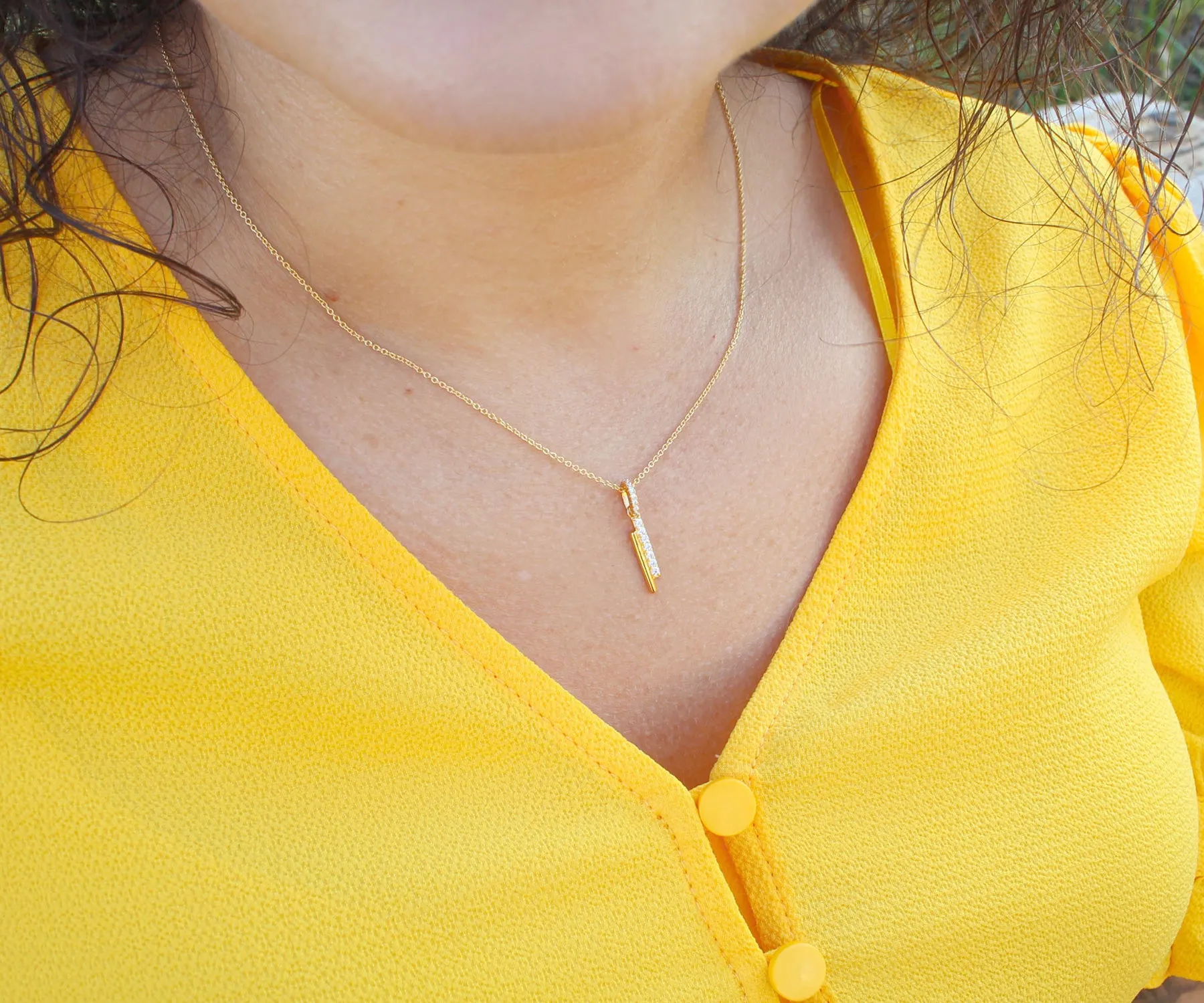 Mini Bar Pavé Crystal Gold Necklace