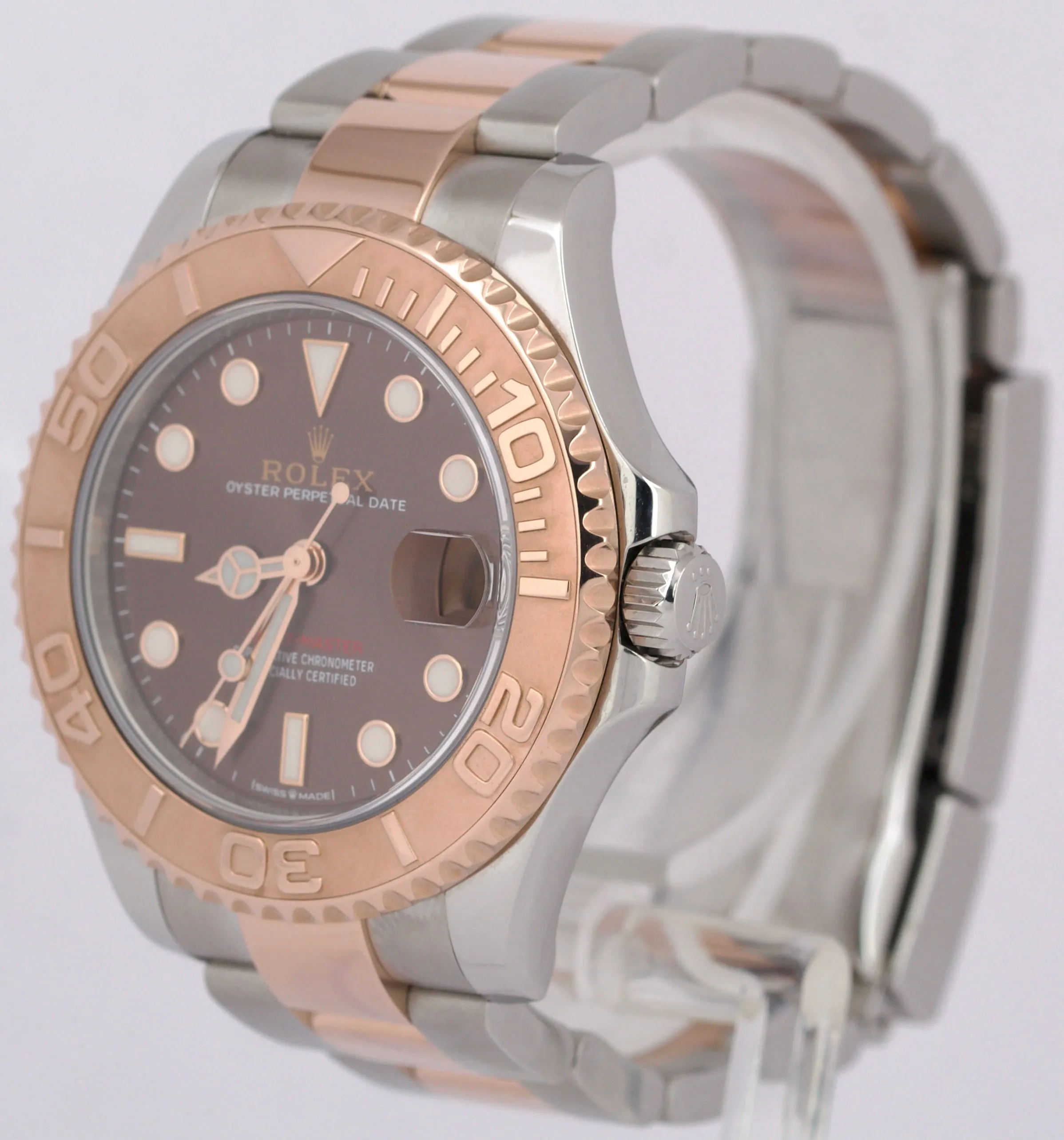 MINT 2023 Rolex Yacht-Master 37mm Two-Tone 18K Rose CHOCOLATE Brown 268621 Watch