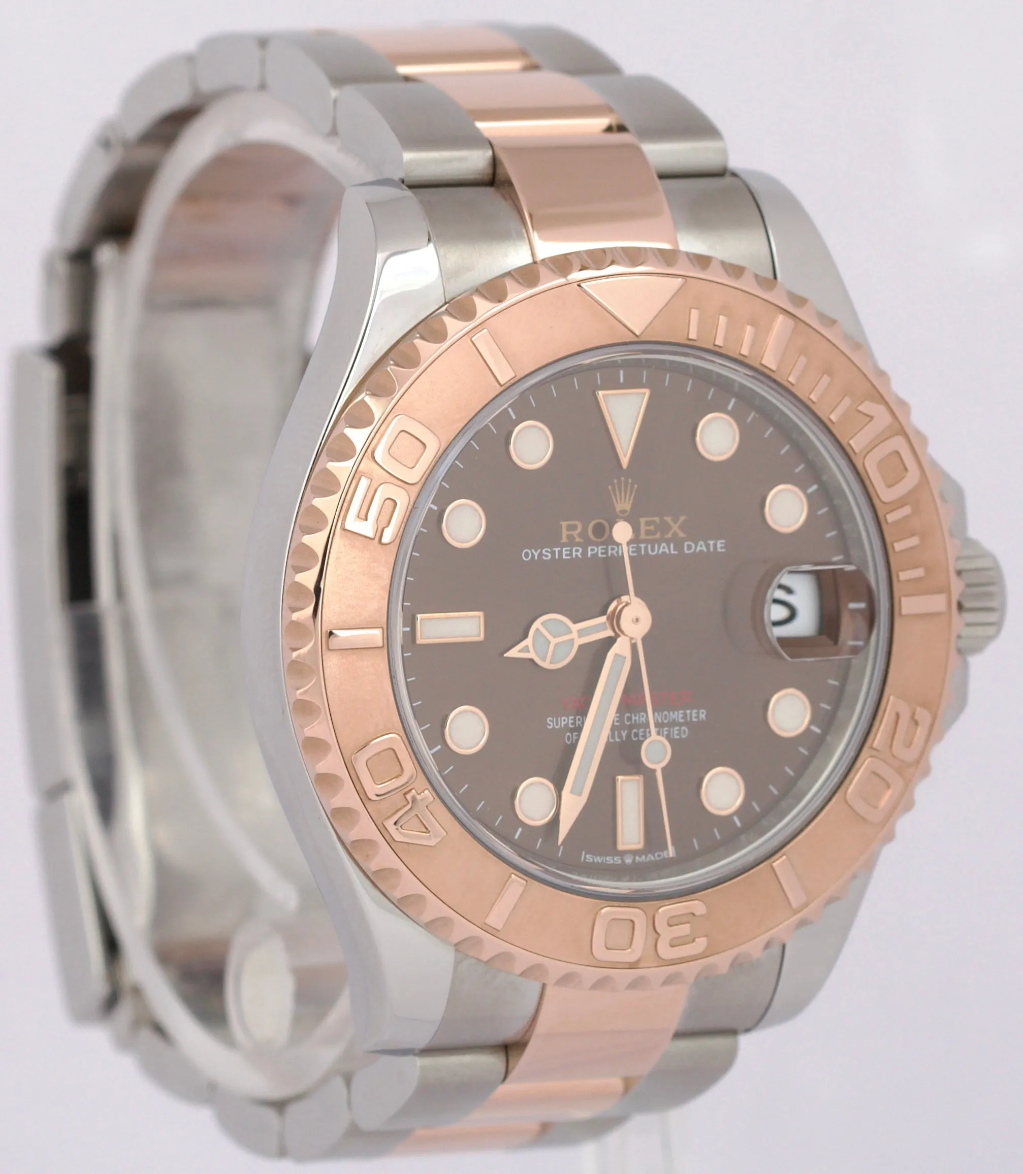 MINT 2023 Rolex Yacht-Master 37mm Two-Tone 18K Rose CHOCOLATE Brown 268621 Watch