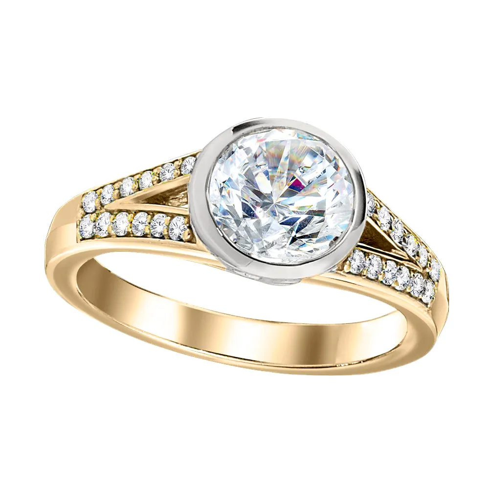 Modern Bezel Diamond Band Engagement Rings