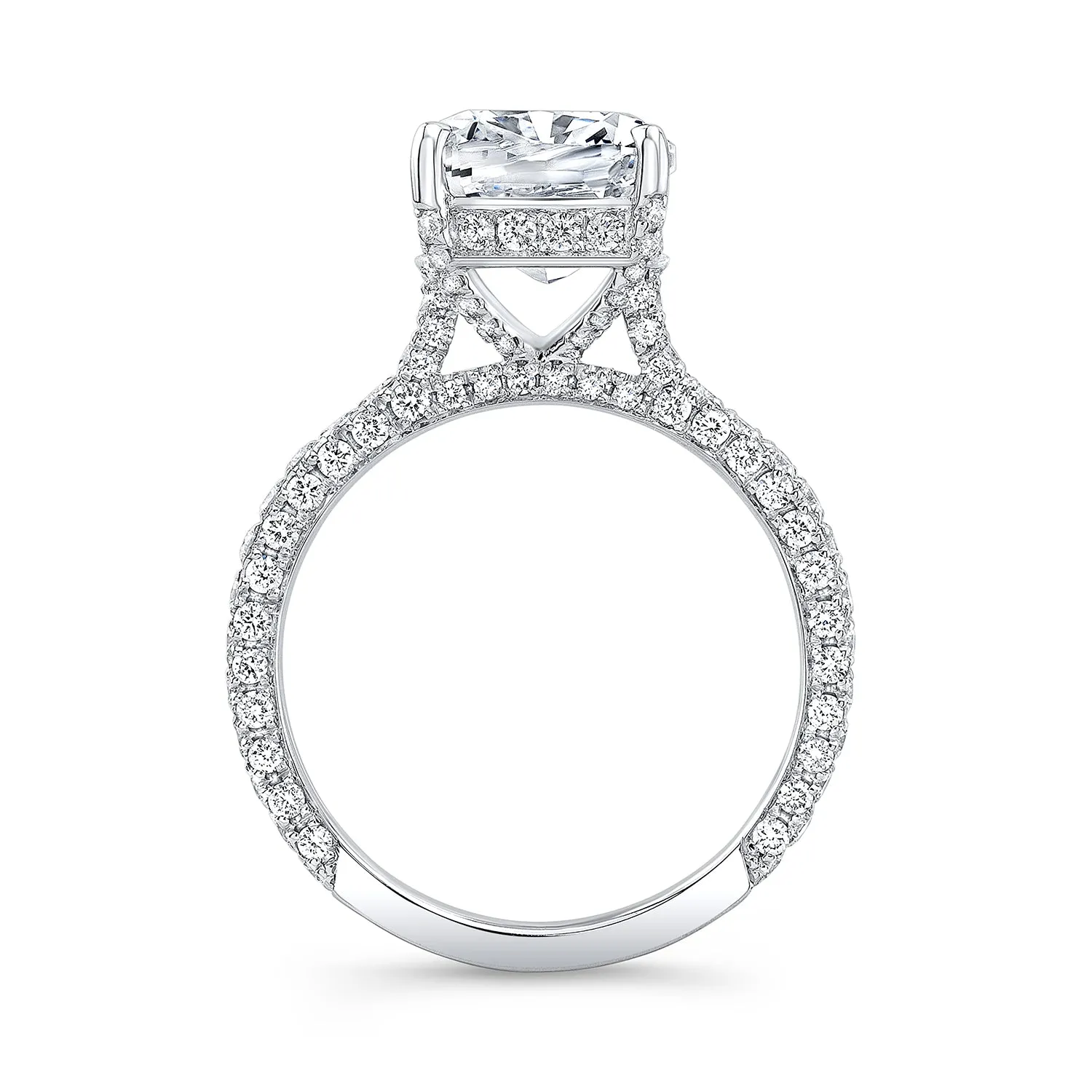 Modern Style Hidden Halo Diamond Engagement Ring