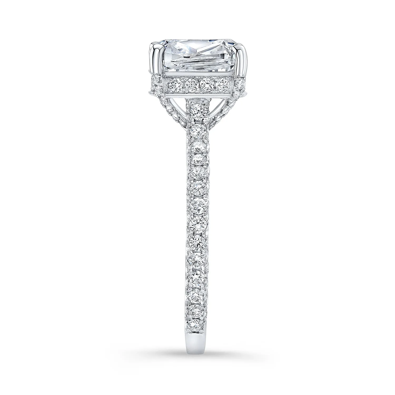 Modern Style Hidden Halo Diamond Engagement Ring