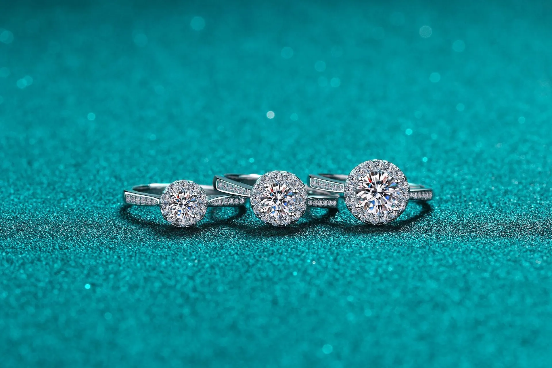 Moissanite 4-Prongs Round Cut Engagement Ring-RM046