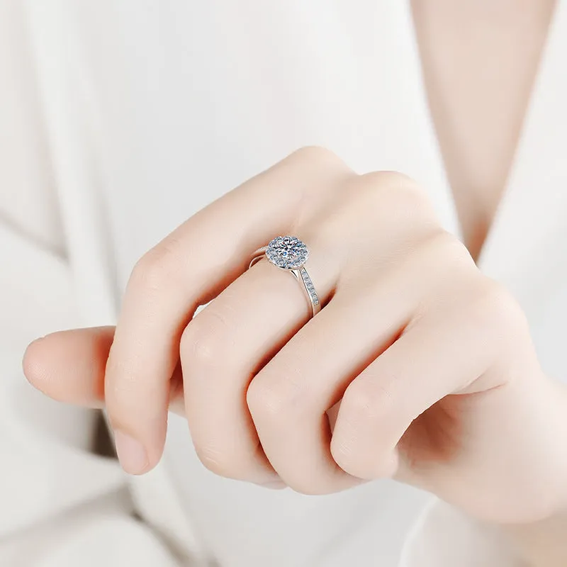 Moissanite 4-Prongs Round Cut Engagement Ring-RM046