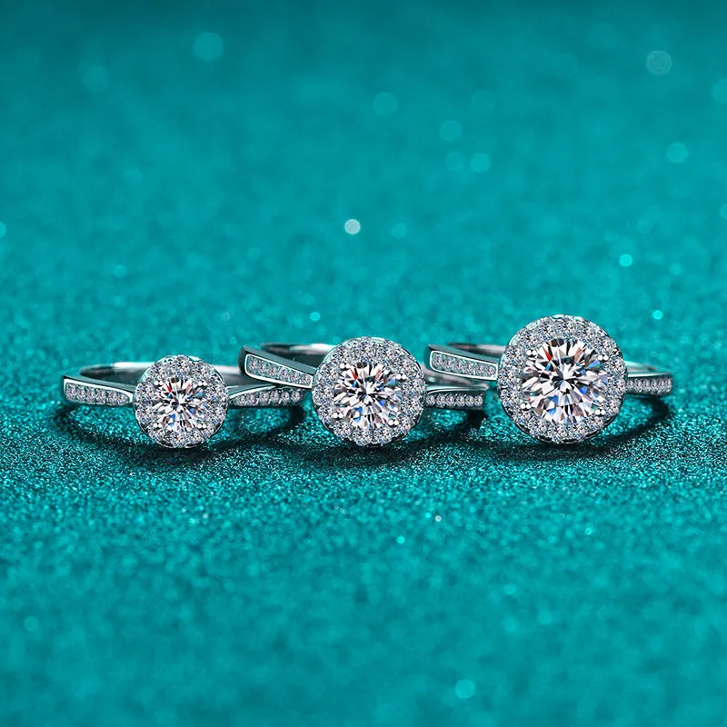 Moissanite 4-Prongs Round Cut Engagement Ring-RM046