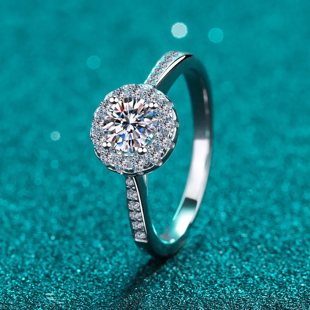 Moissanite 4-Prongs Round Cut Engagement Ring-RM046