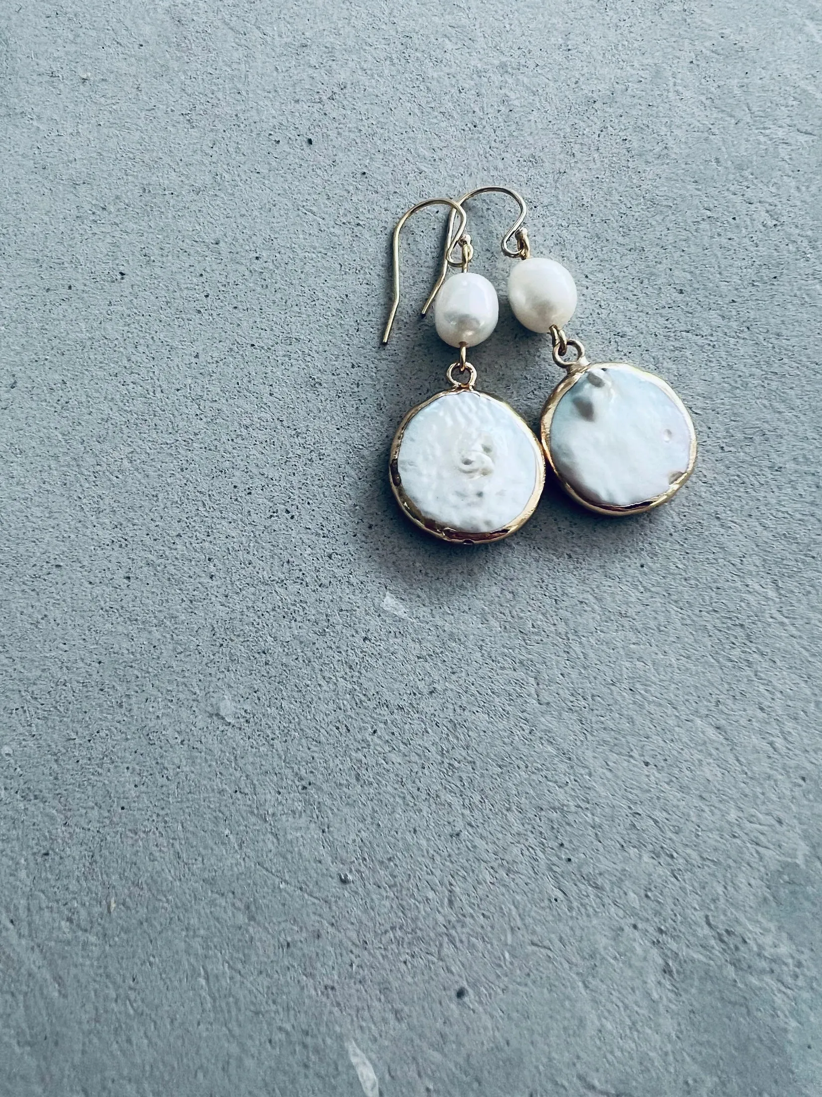 Monique Disc Pearl Double Drop Earrings