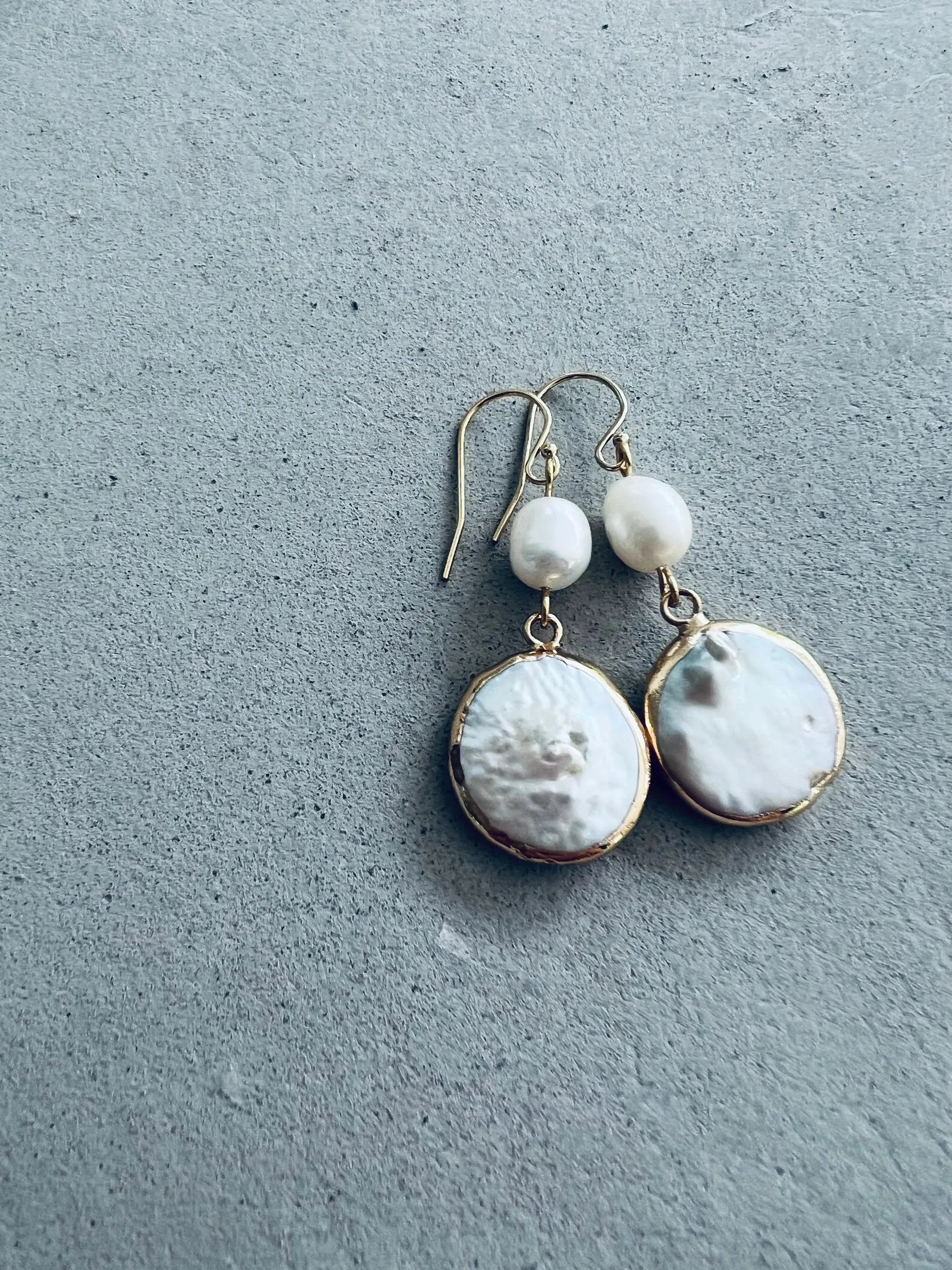 Monique Disc Pearl Double Drop Earrings