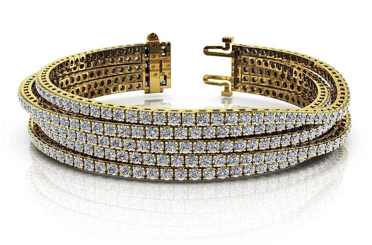 Multi Strand Flexible Diamond Tennis Diamond Bracelet with 9.25 ct.(finished) 1.75mm