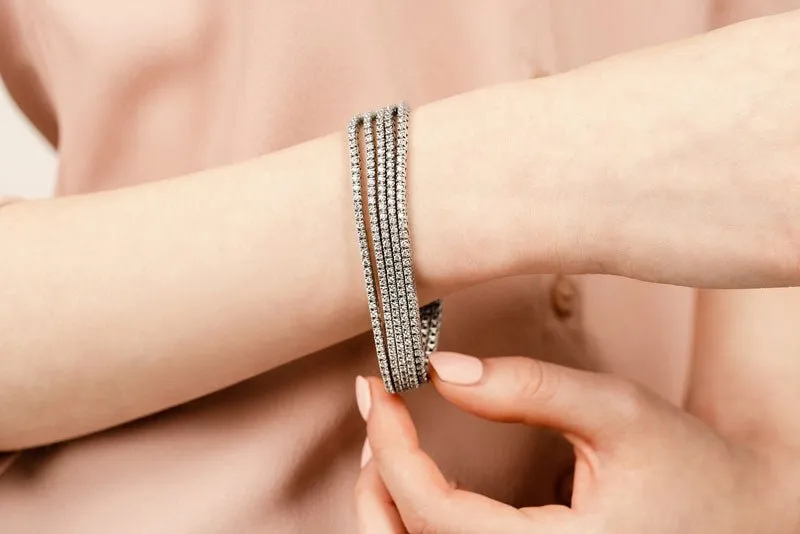 Multi Strand Flexible Diamond Tennis Diamond Bracelet with 9.25 ct.(finished) 1.75mm