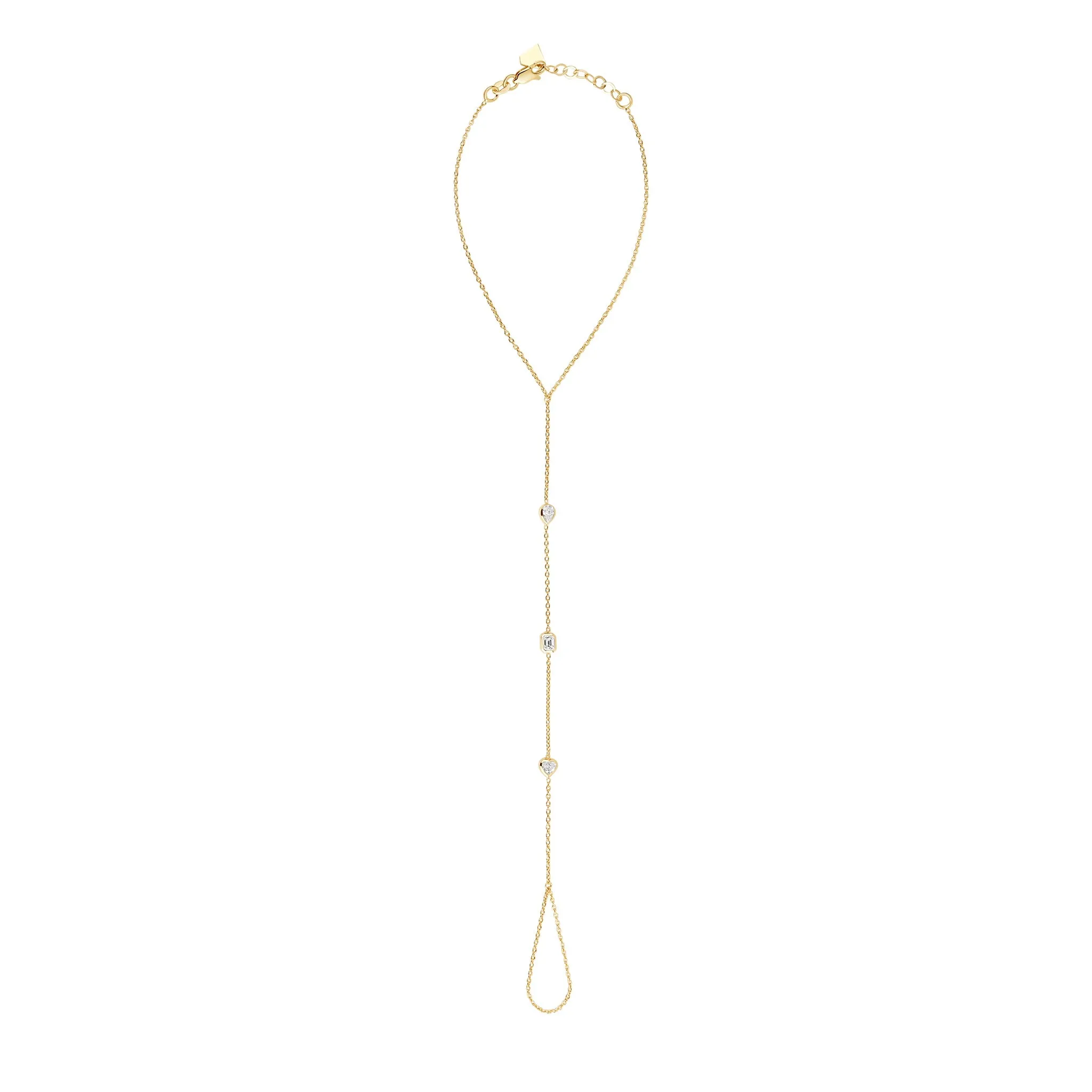 Multiple Fancy Shape Bezels Hand Chain Bracelet