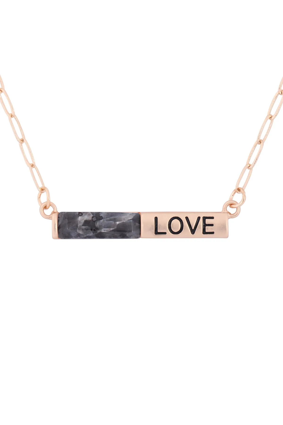 MYE1439 - "LOVE" HALF NATURAL STONE HALF METAL NECKLACE