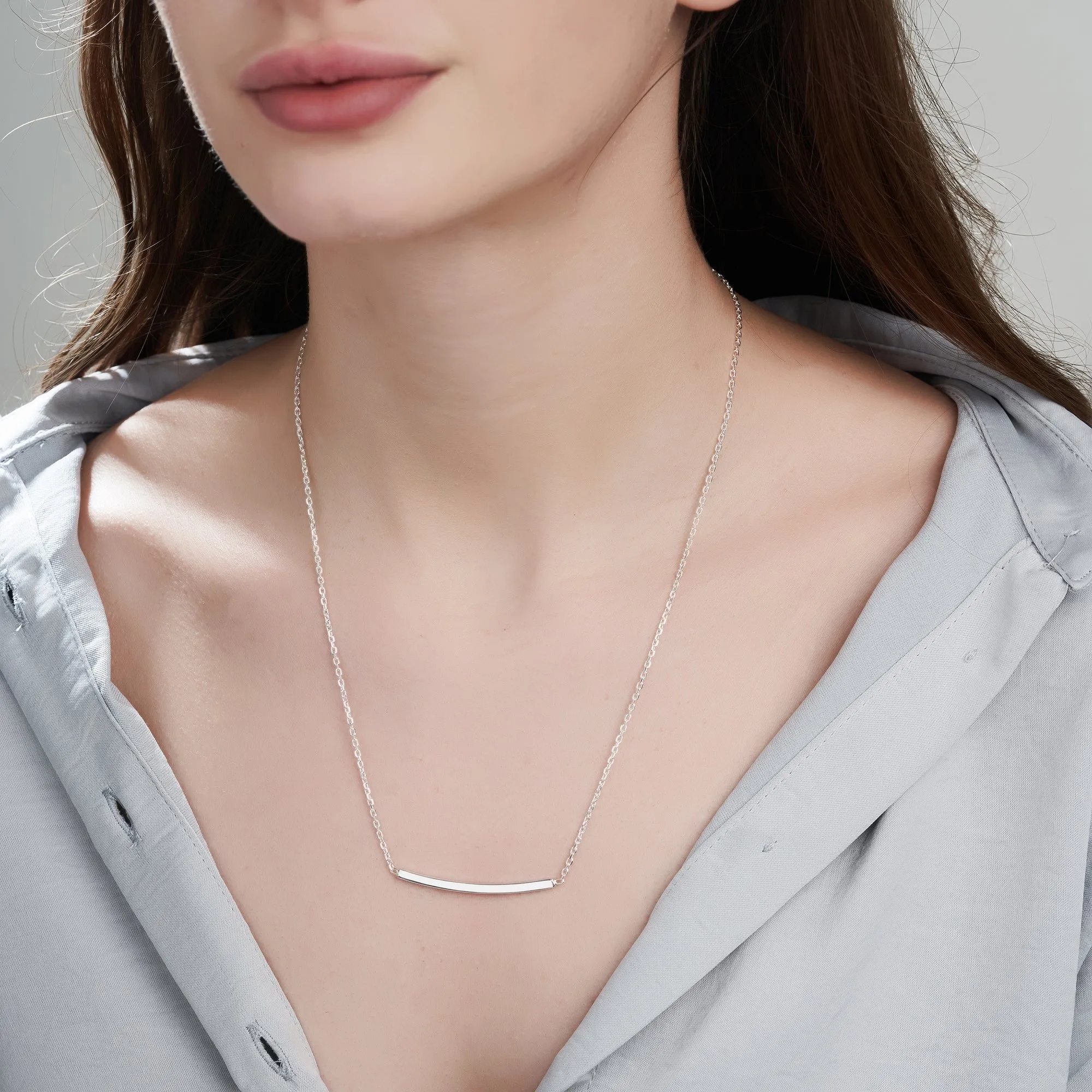 Mysha Personalized Curved Bar Pendant