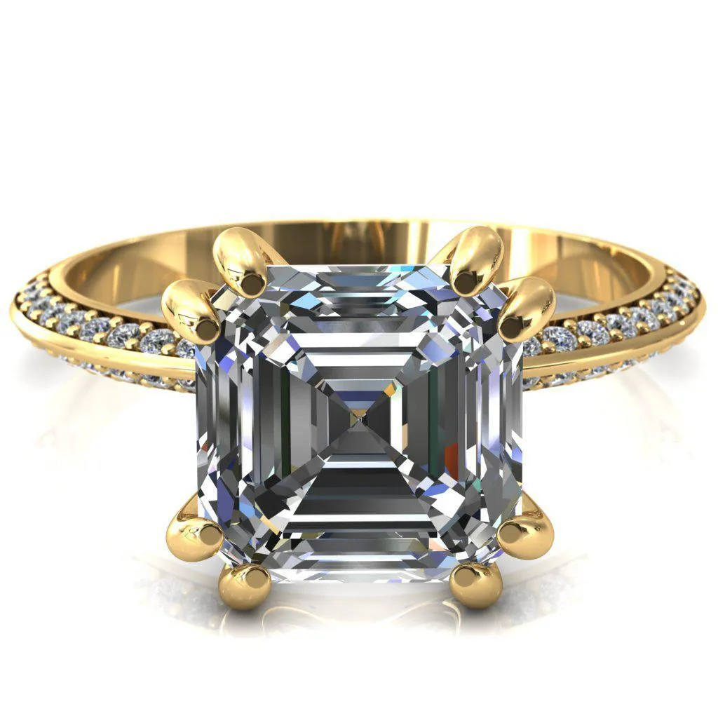 Nancy Asscher Moissanite 4 Double Prong 1/2 Eternity Diamond Knife Shank Accent Engagement Ring
