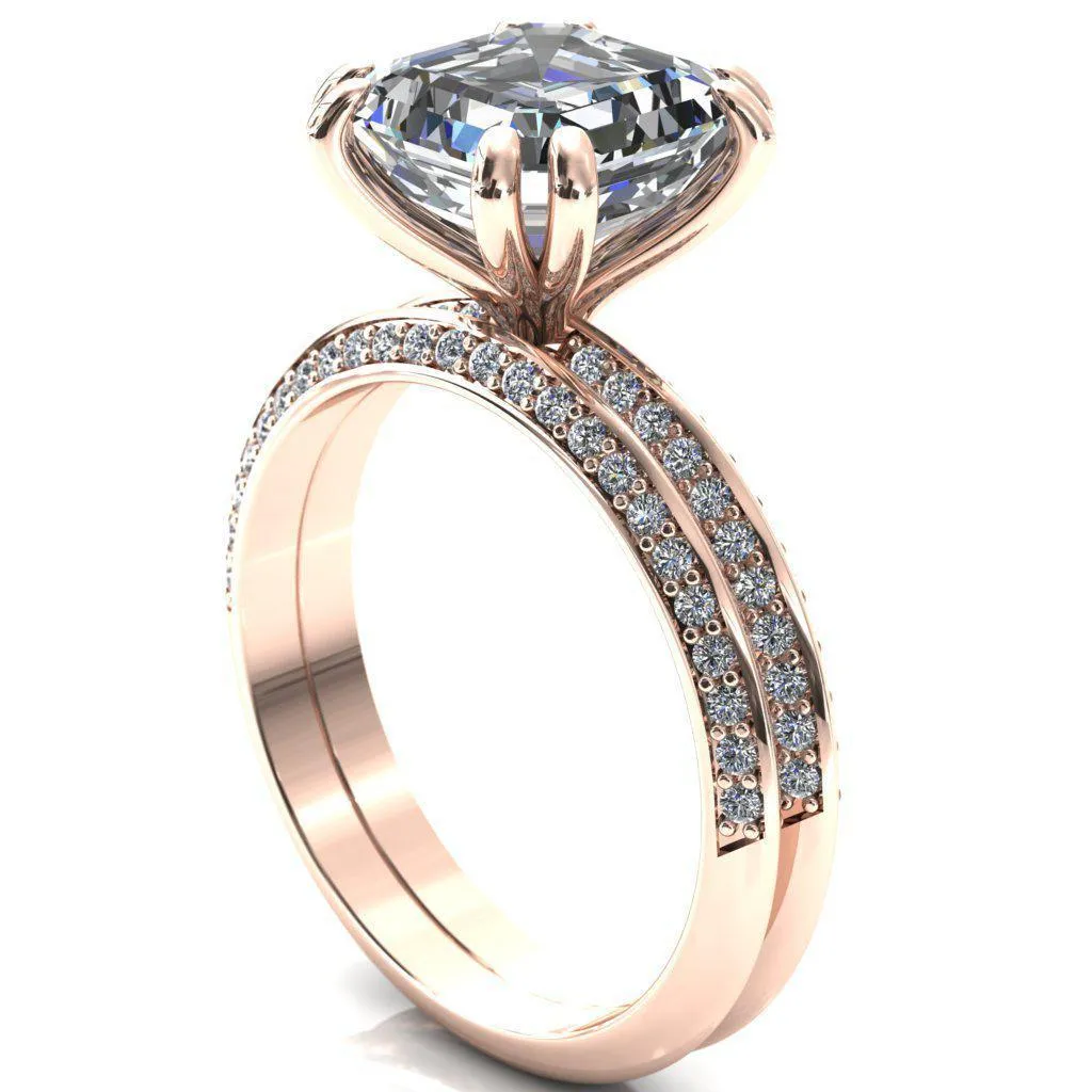 Nancy Asscher Moissanite 4 Double Prong 1/2 Eternity Diamond Knife Shank Accent Engagement Ring