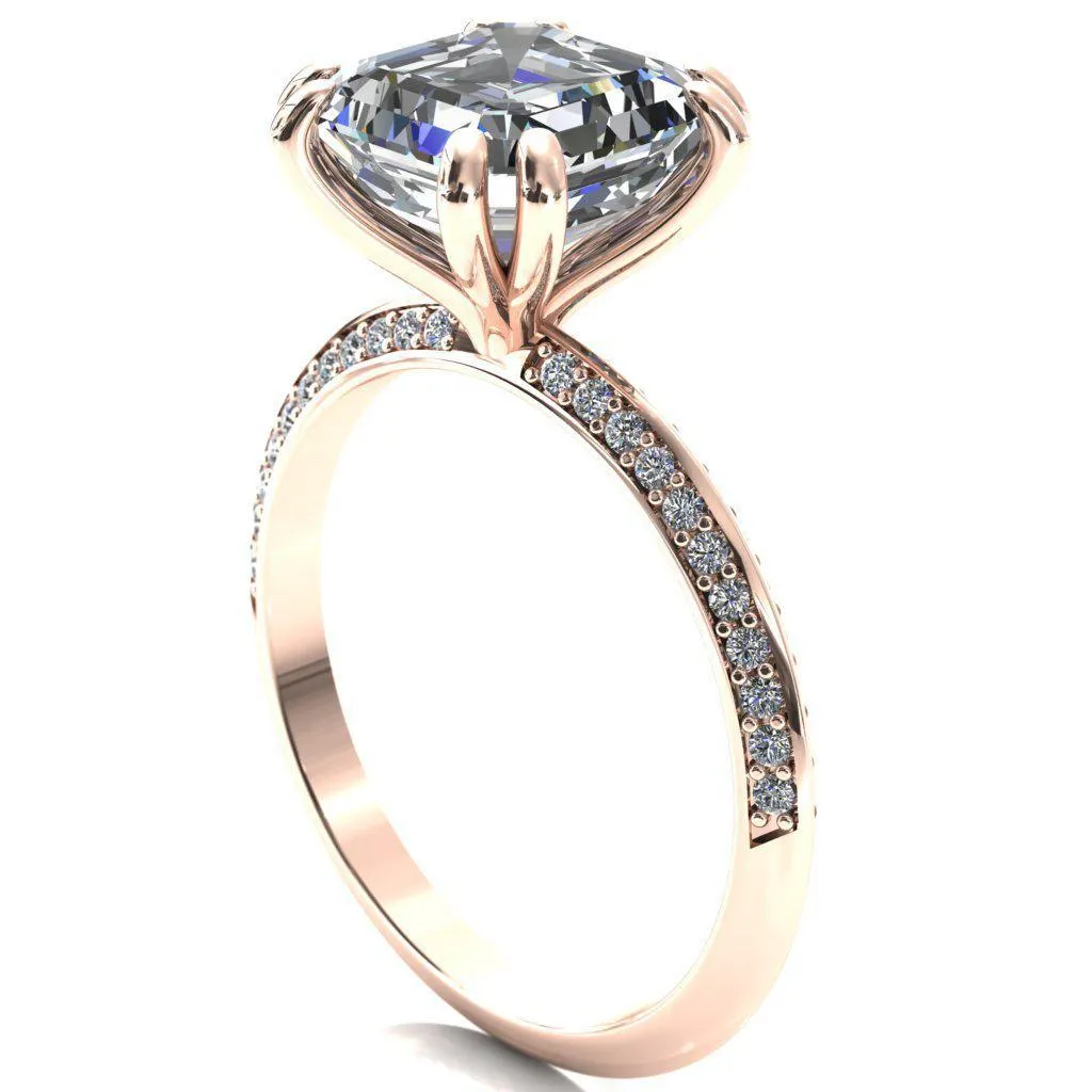 Nancy Asscher Moissanite 4 Double Prong 1/2 Eternity Diamond Knife Shank Accent Engagement Ring