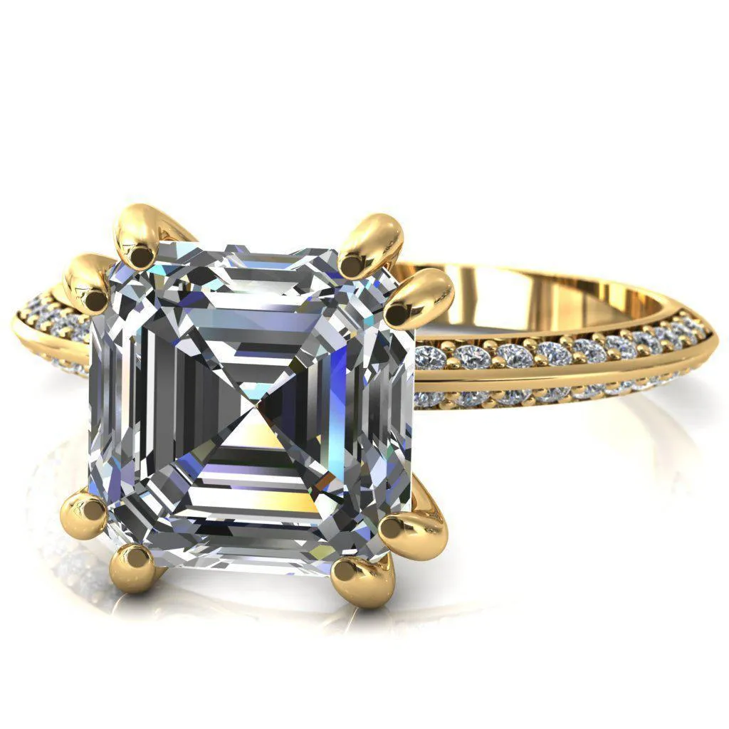 Nancy Asscher Moissanite 4 Double Prong 1/2 Eternity Diamond Knife Shank Accent Engagement Ring