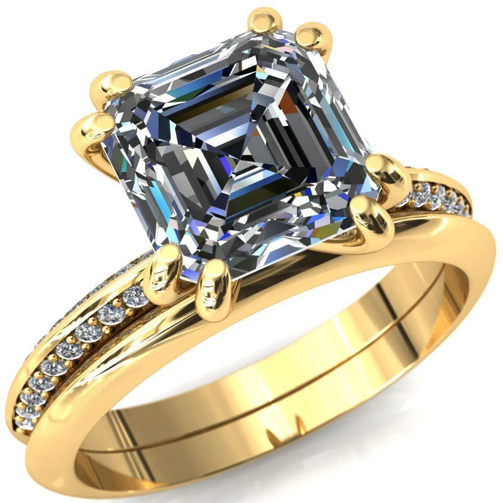 Nancy Asscher Moissanite 4 Double Prong 1/2 Eternity Diamond Knife Shank Accent Engagement Ring